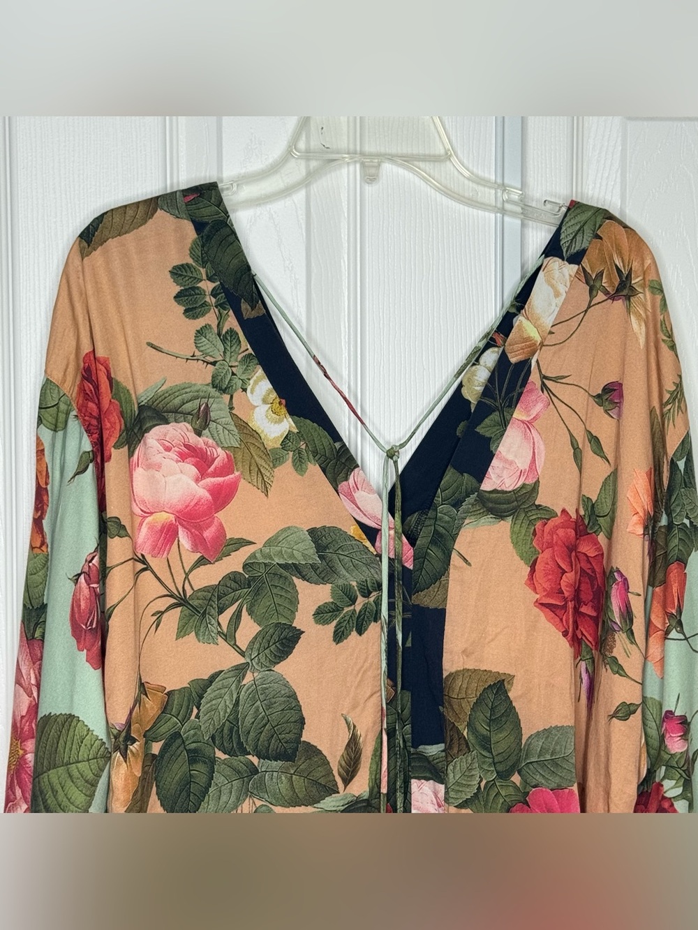 Farm Rio Floral Kimono Top Size XL Tie-back Kimono Sleeves - Picture 8 of 16